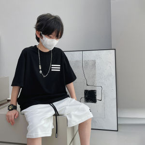 Boys Loose Fit Short Sleeve T-Shirt Pure Cotton Half Sleeve Summer Trendy Cool Childrens Casual round Neck Print Top