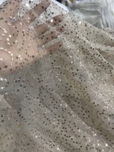 vải kim sa lưới màu da co dãn đẹp sang _( khổ 1m5) may đầm váy thiết kế thời trang