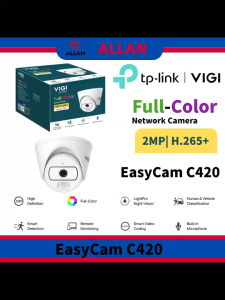 TP-Link VIGI C420 2MP IR Turret Network Camera Full HD Security PoE ONVIF Corridor Mode Night Vision H.265+ Smart Detection 2.8mm Lens EasyCam