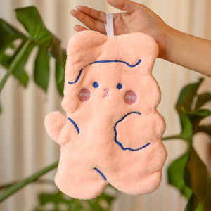 Bear Hand Towel Hanging Cute Cartoon Kitchen Absorbent Bathroom Wash Basin Handkerchief Coral Velvet Not Easy to Lint