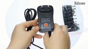 Bộ Sạc Adapter 30W Chuyển Đổi Nguồn AC sang DC 3V 4.5V 5V 6V 7.5V 9V 12V + Cổng USB 5V 2.1A Với 8 Giắc Chuyển