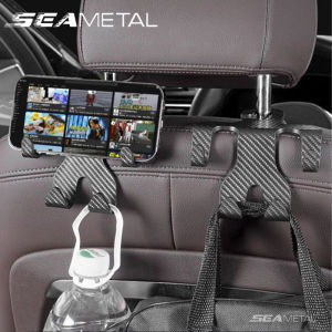SEAMETAL Car Seat Back Hook Multi-function Carbon Fiber Car Headrest Hook Upgrade Version Storage Holder Hooks
