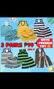 3 Pairs Sando Short Cotton for Kids Boy Clothes Toddlers Children Clothing Sets bargain pambahay pangbata babies newborn