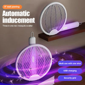 3 in1Rechargeable electric Mosquito Killer Swatter Racket High Voltage mosquito Trap Lamp