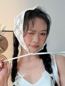 Phụ Kiện Tóc Khăn Trùm Đầu Ren Kiểu Pháp Màu Be Dễ Thương Phong Cách Ngọt Ngào Mùa Xuân Hè Chụp Ảnh Bãi Biển Khăn Trùm Đầu Đa Năng