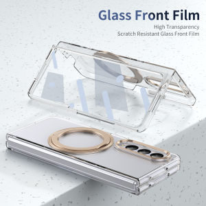 VIETAO Transparent Clear Magnetic Phone Case for Galaxy Z Fold 8 Ultra 7/6/5/4 with Rotatable Kickstand Front Screen Protector