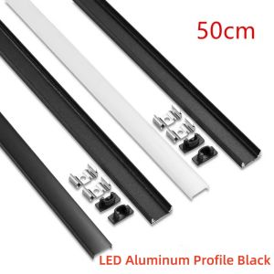 1-30Pcs/lot LED Aluminum profile 0.5m/pcs U/V shape Corner for 5050 2835 LED Strip Bar Lamp channel Holder White/Black Cover