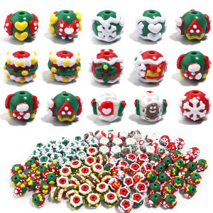5Pcs Acrylic Christmas Series Beads Heavy Oil Hand-painted Loose Bead for Handmade Crafts DIY Jewelry Phone Chain Accessories