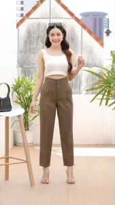 กางเกงขายาว ทรงขากระบอกเล็ก ผ้าลินลี่ สไตล์หรูดูดี งานผลิตในไทย