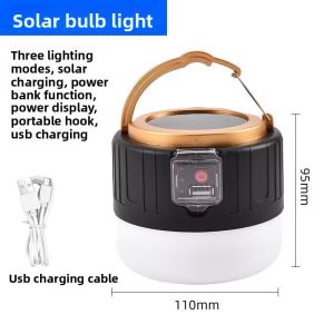 Multifunctional Solar Camping Light Super Bright Portable Handheld Tent Lamp Bulb for Outdoor Camping Hiking Night Market Stall