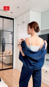 Quần Nữ CARDINA chất liệu jeans mềm ống suông cạp cao thiết kế thoải mái dễ mặc trẻ trung năng động 4QJT03
