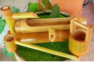 น้ำตกไม้ไผ่ญี่ปุ่น พร้อมกระบวยตักน้ำ+กระถางต้นไม้ +ปั๊ม