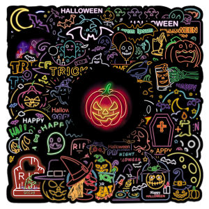 Bộ Nhãn Dán Phong Cách Neon Halloween Để Trang Trí Tự Làm Đề Can Hoạt Hình Chống Thấm Nước Cho Điện Thoại Laptop Tủ Lạnh Hành Lý - 10/30/50 Cái