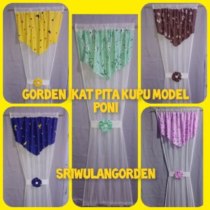 GLOSIR terlaris gorden ikat pita kupu poni bahan vitrase voil import gorden PONI GORDEN ATAS PINTU MINIMALIS