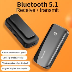 KEBIDU 2 In 1 Stereo Bluetooth Audio Receiver Transmitter BT5.1 NFC Type C Charging Headset Wireless Car Kit TF 3.5mm 2.5mm Aux