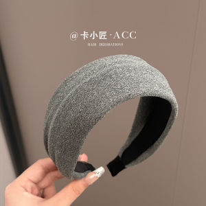 ริบบิ้นผ้ากำมะหยี่ขอบกว้างสำหรับผู้หญิง แฟชั่นฤดูใบไม้ร่วง/ฤดูหนาว หมวกผ้าฝ้ายสีพื้นแบบหนา ทรงหัวเข็มขัดสำหรับใส่ผม