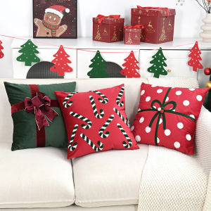 BUYNOW 1PC Dutch Velvet Towel Embroidered Christmas Atmosphere PillowcaseSofa Home Bedroom Cushion Cover Decor cojines para sala