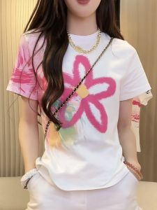 Fashionable Short Sleeve T-Shirt Womens Summer Short Style Top Small Size Trendy Casual round Neck Pullover Two Piece Set