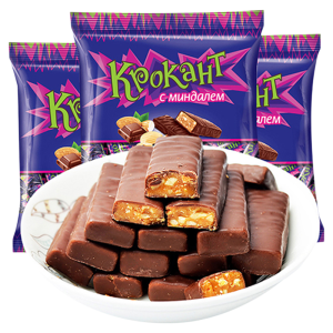 KDV Imported Russian Purple Candy Nuts Heart Chocolates Snacks Traditional Sugar Coated Almonds Sweet Treats 500g Bag