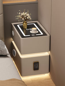 New Luxury Lightweight Solid Wood Nightstand Ultra-Narrow Flotating Smart Bedroom Cabinet Wireless Charging No Installation Required Side Table
