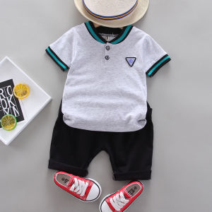 Cool Boys Summer Clothes Cotton Short Sleeved Solid Color Shorts Fashion Baby Two-Piece Set