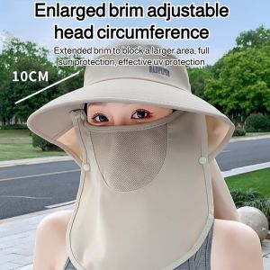 Omni-Directional Sun Hat Female Summer Outdoor Mountaineering Quick-Drying Sun Hat Riding Anti-Ultraviolet Neck Shield Full Face防晒帽女户外大沿太阳帽