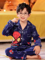 Bộ Đồ Ngủ Cotton Dài Tay Mỏng Cho Bé Trai Mùa Xuân Thu Spider-Man Quần Áo Mặc Nhà Trẻ Em Quần Áo Trẻ Em Mùa Thu. 