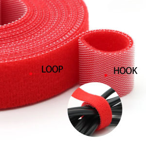 5M/roll Red Reusable Cable Ties Loop Bundle Self Adhesive Nylon Strap Organizer Clip Wire Holder Management Fastening Tape
