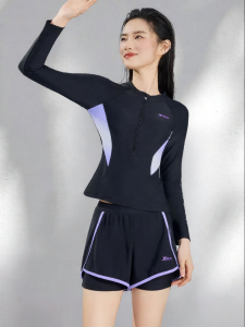 XTEP | Conservative Long Sleeve Two-Piece Slimming Swimwear