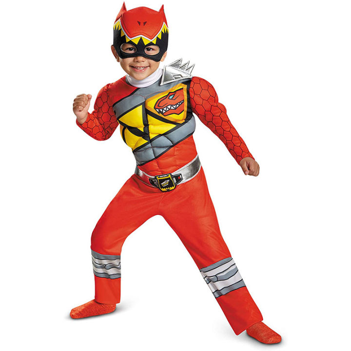 New Power Ranger Kids Costume Set Outfit Shirt Pants Head Wear Cosplay 