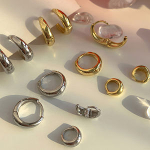 6/10/12mm Hoop Earring Silver Plated Wide Huggies Gothic Hoop Earrings for Women for Girls Hypoallergenic Piercing Daily Jewelry Ear Buckles