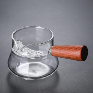 Glass Fair Cup Thickened Heat-Resistant Tea Pitcher Side Handle Tea Strainer Integrated Green Tea Tea Making Device Filter Crescent Fair Cup