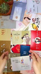 BTN101-327 - Thiệp cưới dạng ngang 17.6x12.6cm chất liệu Giấy Kem NK230g