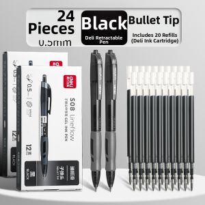 deli | Black Quick Drying Ballpoint Pen 0.5mm