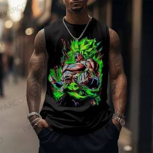 Bandai | Dragon Ball Goku Mens Sleeveless Shirt 100 Cotton Workout Tank Top Plus Size Fitness Running Vest Basketball Clothing