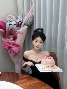 French Style Black One Shoulder Princess Dress Women Summer 2025 Disney Fairy Tale Short Fluffy Skirt Fashionable Gown