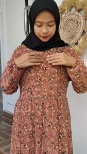 Gamis Lita Syari Ceruty Full Furring Motif | Dress Ceruty Babydoll Motif Terbaru