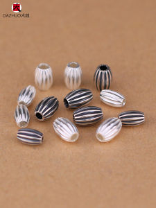 ลูกปัดเงินแท้ 925 ลูกปัดเงินลายมะกอก ลูกปัดวินเทจ DIY สร้อยคอ สร้อยข้อมือ อุปกรณ์ตกแต่ง ลูกปัดรูใหญ่ ลูกปัดแยก