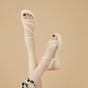 Flat Bottom Real Leather Sandals Womens Summer New Style Beach Shoes Soft Bottom Roman Sandals Comfortable Low Heel Roman Shoes