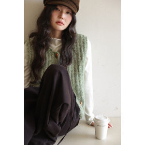 Mixd | Green Knitted Sleeveless Sweater Cardigan Fall/Winter