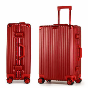 High Quality 26"29 Inch Red Womens Aluminum Frame Large Travel PC Suitcase With Silent Wheels Trolley Rolling Luggage Bag TSA Lock Valises For Men Low Price Promotion