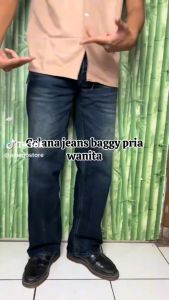 Celana Jeans Baggy Oversize Loose Fit Retro - Celana Jeans Denim Gombrang Pria