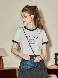 KUHNMARVIN | Áo Thun Cotton Viền Đối Chiếu Màu