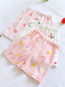 กางเกงขาสั้นผ้าฝ้ายสำหรับเด็กผู้หญิง กางเกงขาสั้นผ้าฝ้ายบางสำหรับใส่อยู่บ้านในช่วงฤดูร้อน กางเกงขายาวผ้าฝ้ายระบายอากาศได้ดีสำหรับคุณแม่และลูกสาว