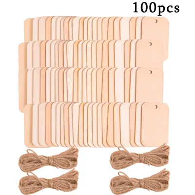 Unfinished Nature Wood Slice Gift Tags Blank Wooden Hanging Label With Rope for Wedding Birthday Party Decor DIY Bookmark Crafts