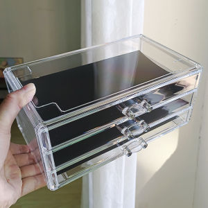 Transparent Acrylic Cosmetic Storage Box Drawer Jewelry Eyeshadow Lip Gloss Dustproof Makeup Organizer for Bedroom Use
