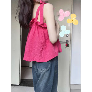 บทเรียนลายสีแดงเรียนรู้เสื้อกล้ามปิดไหล่ของผู้หญิงสําหรับวันหยุดฤดูร้อนชายหาดสไตล์อเนกประสงค์ที่สมบูรณ์แบบสําหรับเทศกาล