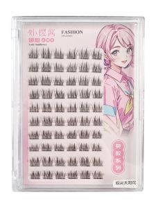 Natural Looking Sunflower Double Tip Fake Eyelashes No Glue Self Adhesive Easy to Use Soft Brush Plastic Black Stem for All Skin Types