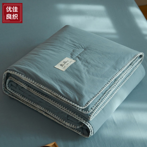 New 2025 A-Class 100% Pure Cotton Summer Quilt Air Conditioner Quilt Four-Piece Set Machine Washable Lightweight Summer Comforter