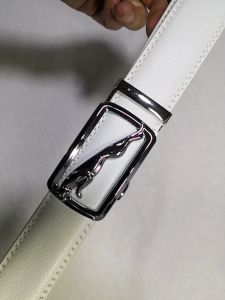Fashion Automatic Buckle Belts Men White Leather Belt Mens Buckle Free Belts Waist Strap Belts For Men 3.5cm Width
